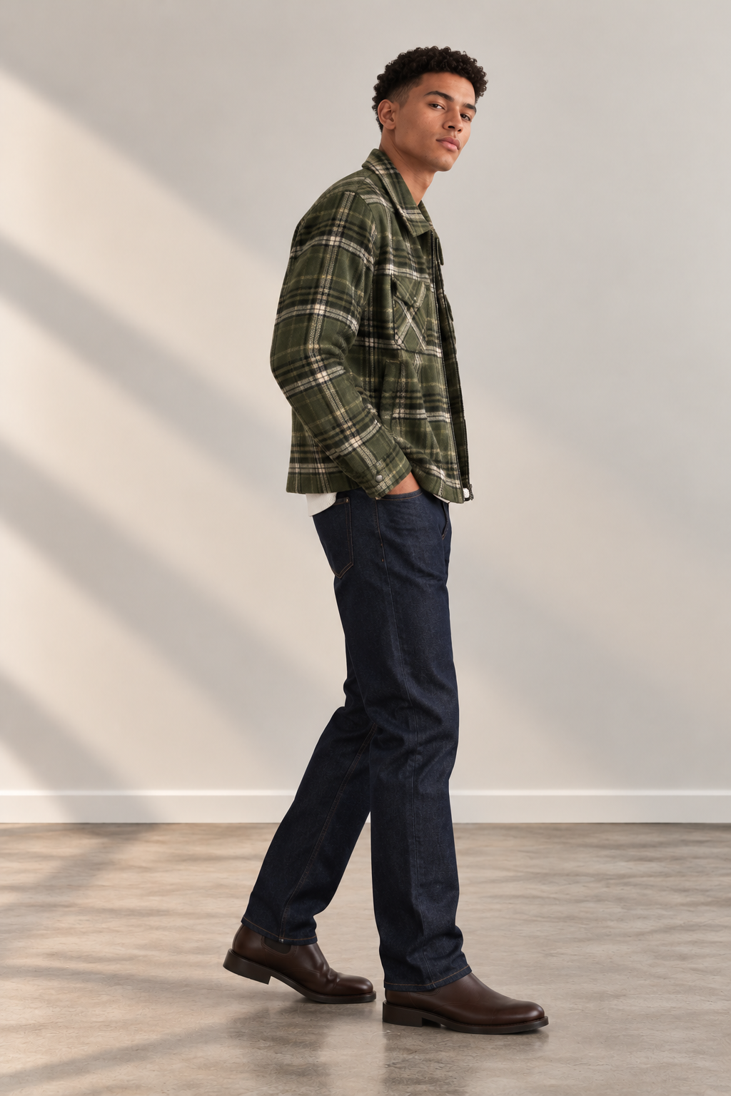 Olive &amp; Black Multi Flap Pocket Zip Jacket