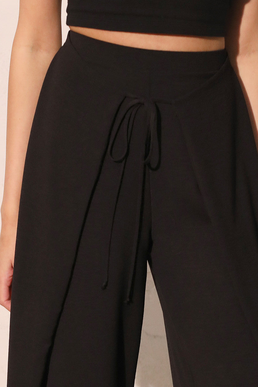 Black Matte Crepe Overlap Pants – Purpose Boutique