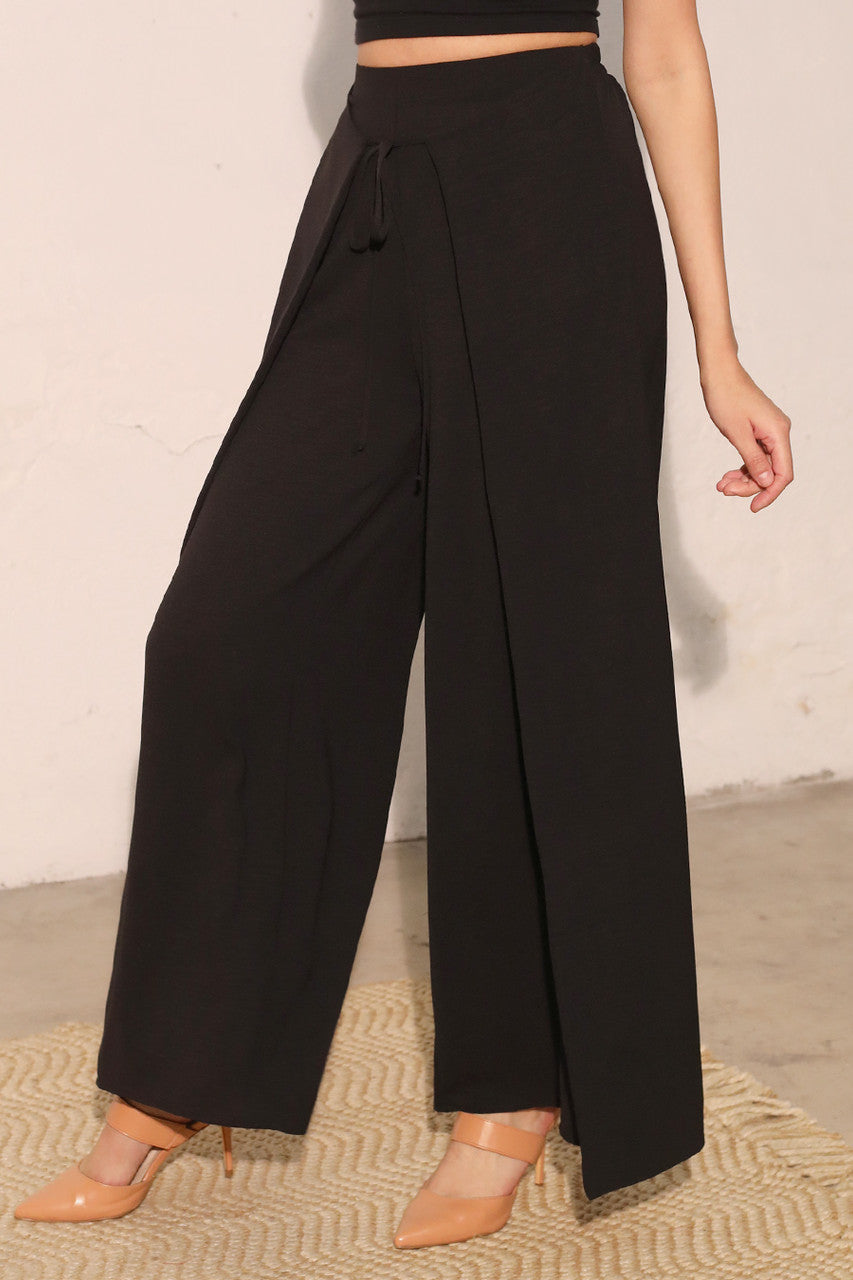 Black Matte Crepe Overlap Pants – Purpose Boutique