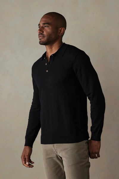 Black Robles Knit LS Polo