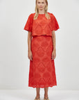 Red Cannes Eyelet Skirt