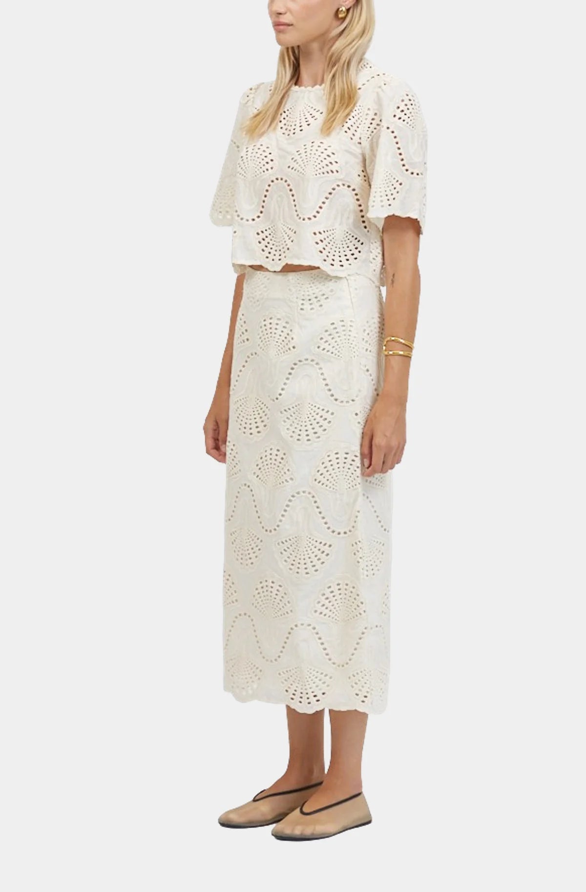 Natural Cannes Eyelet Top