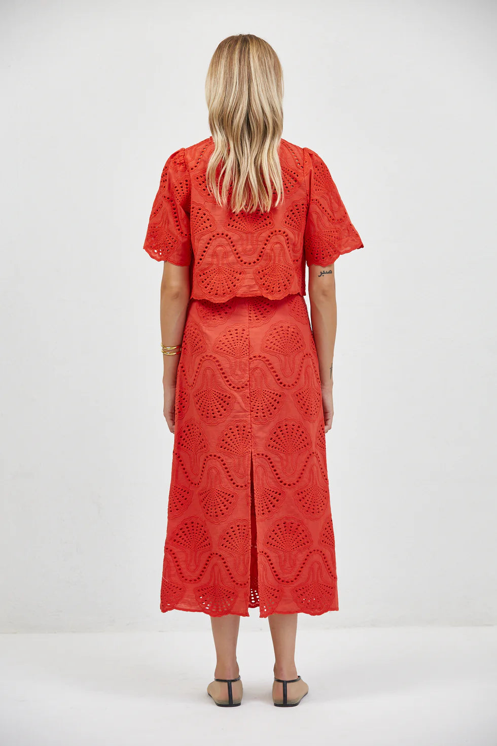 Red Cannes Eyelet Skirt