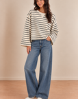 Natural Navy Low-Key Striped Pullover