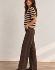 Hazelnut/Black Stripe Perfect Sequin Sweater Tee