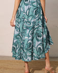 Teal Chasing Petals Midi Swing Skirt