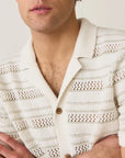 Natural  Open Knit Sweater Button Down