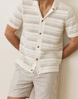 Natural  Open Knit Sweater Button Down
