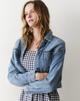 Medium Wash Cropped Denim Jacket