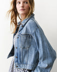 Medium Wash Cropped Denim Jacket