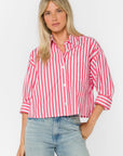 Raspberry Wine Stormi Stripe Button Up