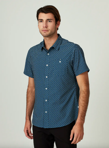 Teal Vienti Short Sleeve Button Up