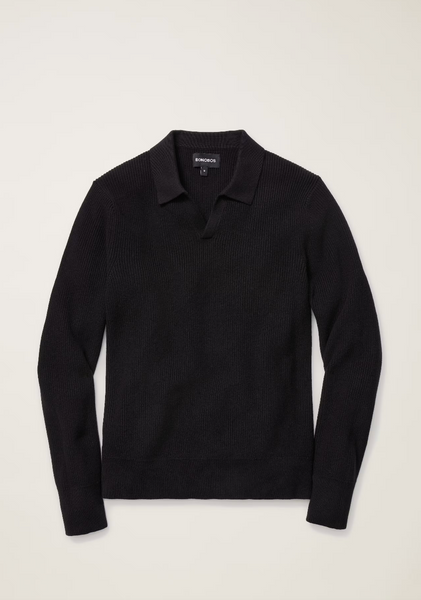 Black Longsleeve Polo Cotton Cashmere Sweater