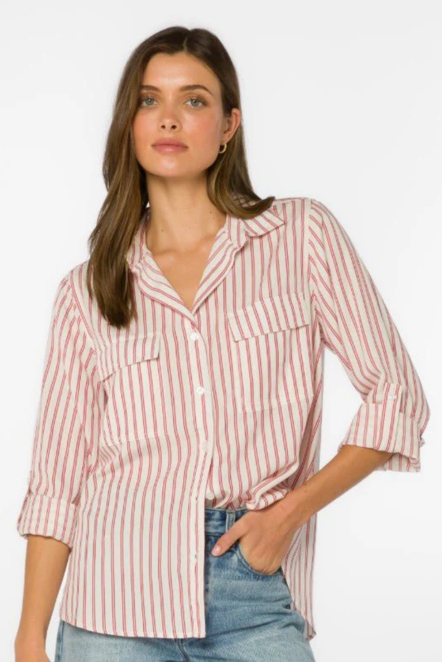 Red Pepper Stripe Talma Button Up