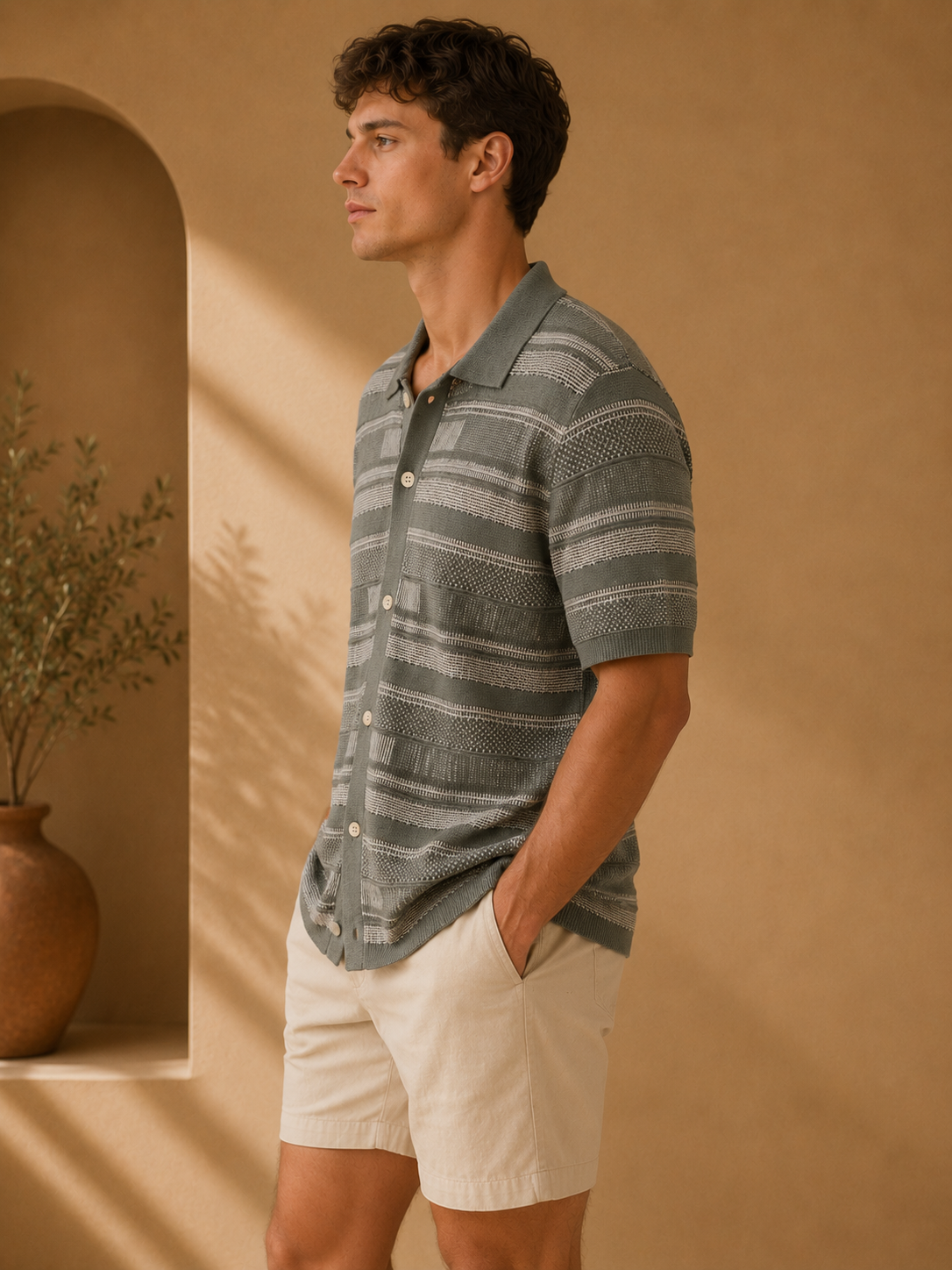 Sage Cream Block Henri Shirt