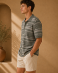 Sage Cream Block Henri Shirt