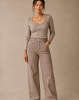Spice Brown Stripe Relaxed Wide Leg