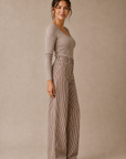 Spice Brown Stripe Relaxed Wide Leg
