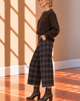 Blue & Brown Leena Plaid Wide Lag Pants