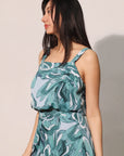 Teal Chasing Petals Strap Bubble Top