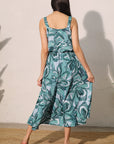 Teal Chasing Petals Strap Bubble Top
