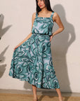 Teal Chasing Petals Strap Bubble Top
