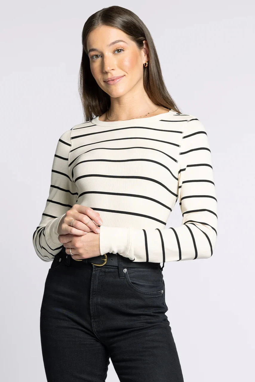 Cream &amp; Black Stripe Stacy Top