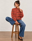 Peach Combo Button Collection Cardi