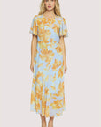 Blue & Yellow Florentine Affair Midi Dress