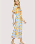 Blue & Yellow Florentine Affair Midi Dress