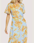 Blue & Yellow Florentine Affair Midi Dress