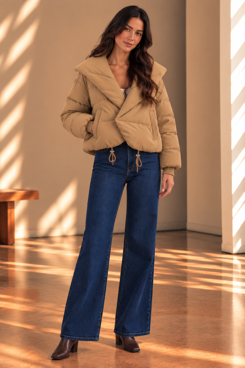 Tannin Cropped Puffer Jacket