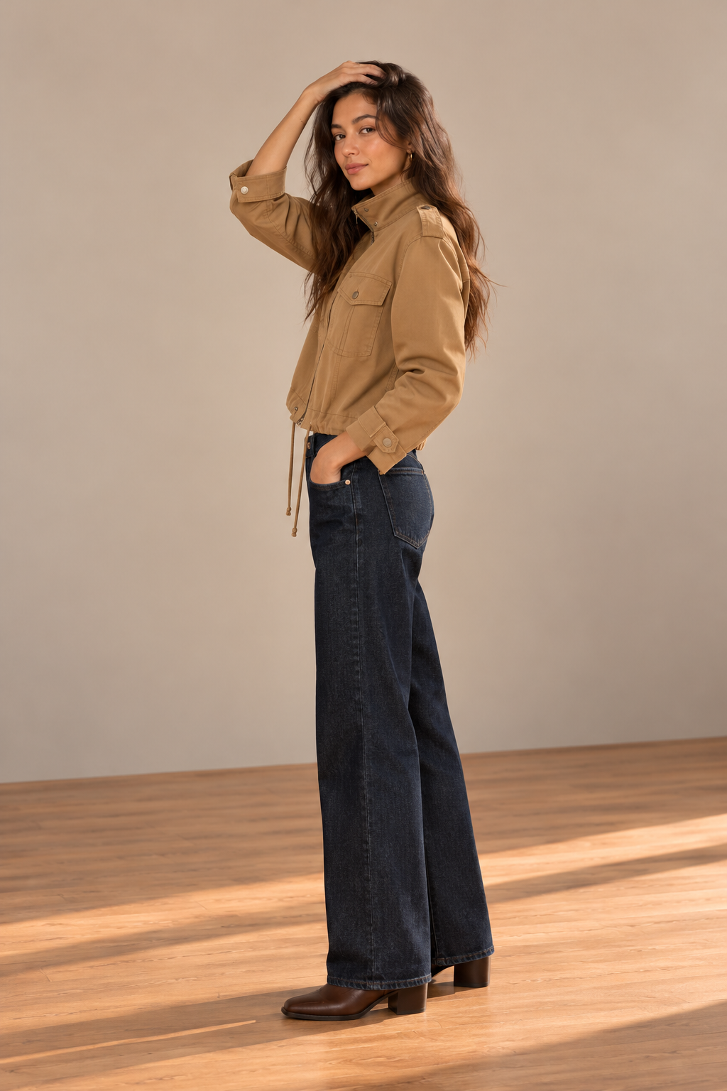 Khaki Brooklyn Drawstrings Jacket