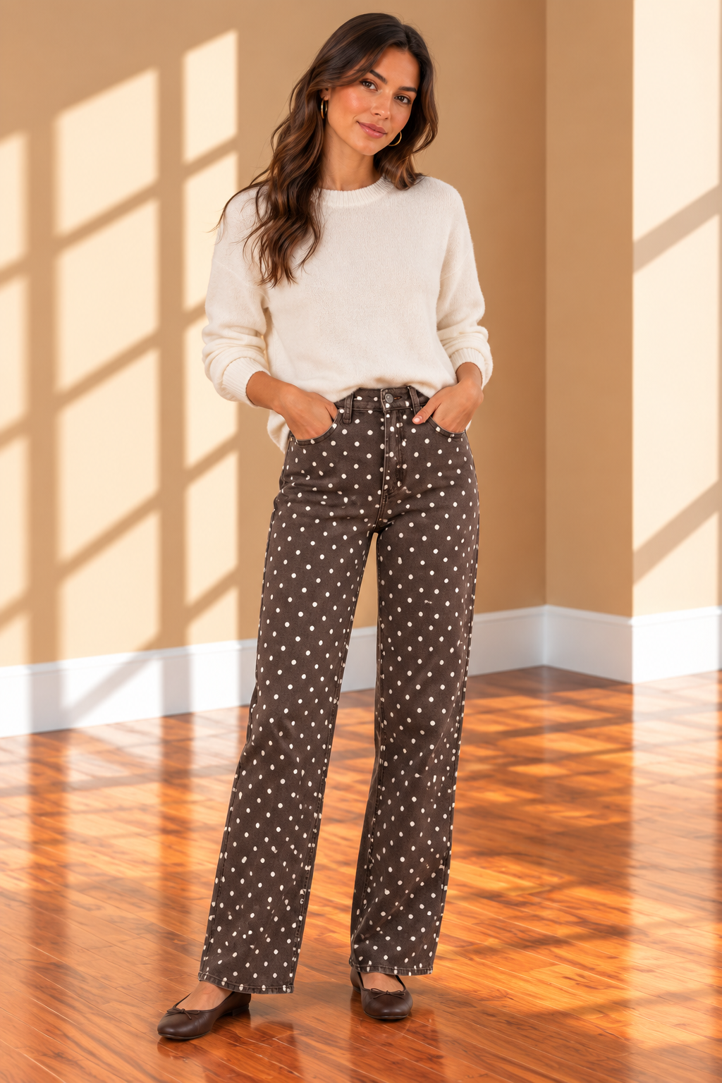 BROWN POLKA DOT HR VINTAGE STRAIGHT