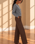 Dusty Blue Polka Dot Round Neck Button Down Cardigan