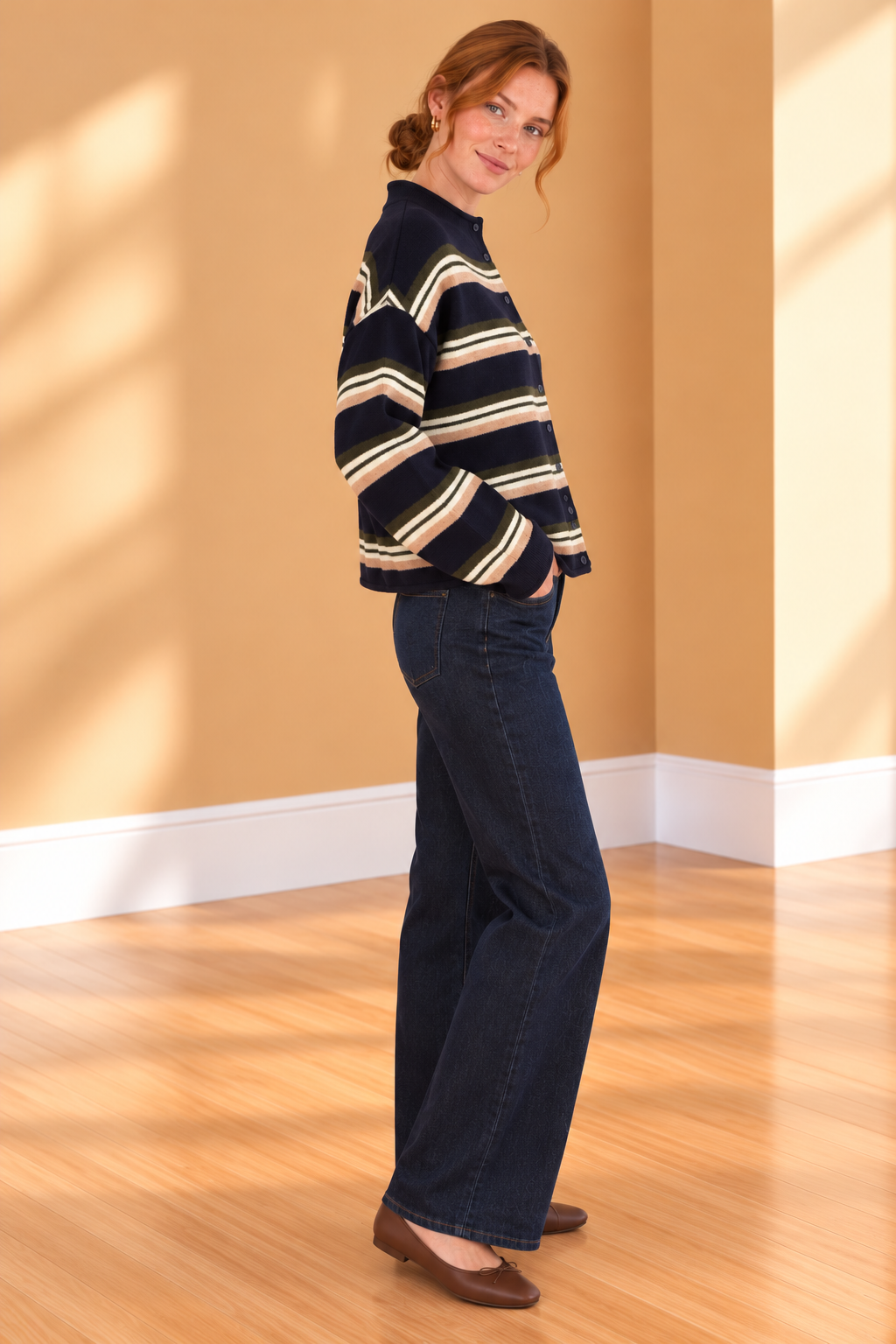 Navy/Olive striped Sweater