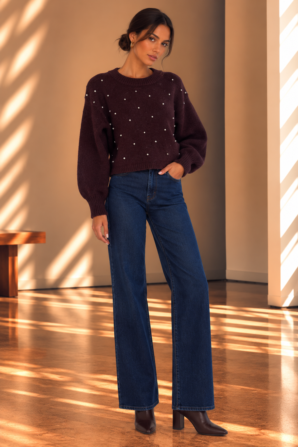 Wine Tasting Studded Crop Sweater