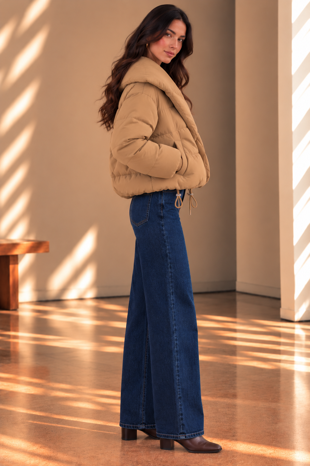 Tannin Cropped Puffer Jacket