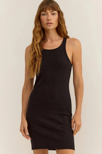 Black Delfa Rib Mini Dress