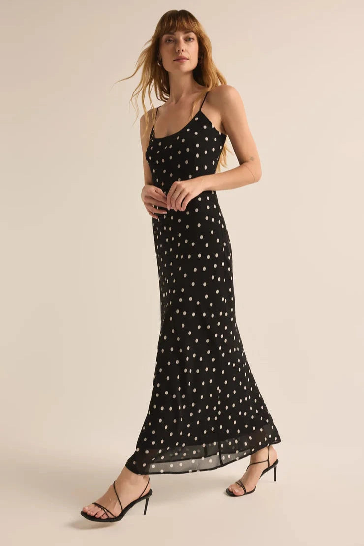 Black Cecily Polka Dot Slip Dress