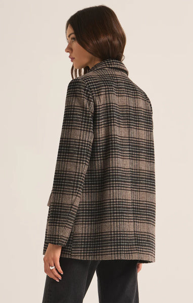 Latte Kingston Relaxed Plaid Blazer