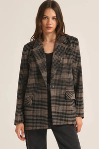 Latte Kingston Relaxed Plaid Blazer