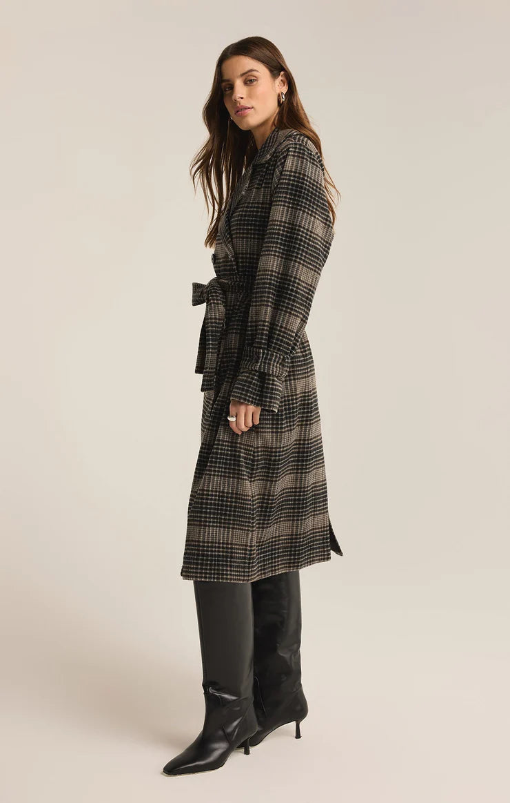 Latte Jackie Plaid Trench Coat