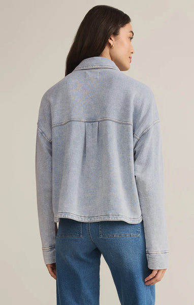 Washed Indigo  All Day Cropped Knit  Jacket