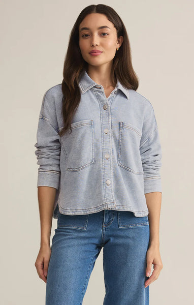 Washed Indigo  All Day Cropped Knit  Jacket