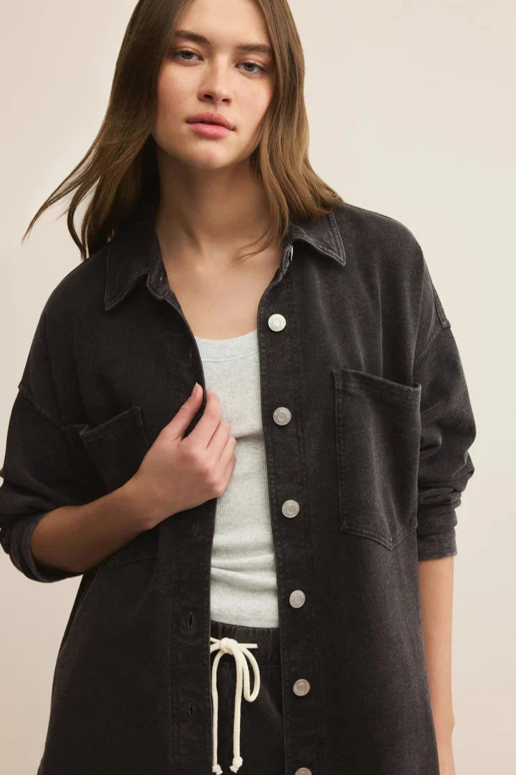 Black All Day Knit Denim Jacket Vintage