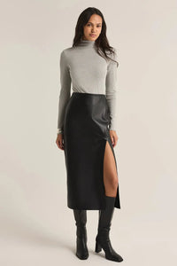 Black Metropolitan Leather Skirt