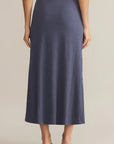 Worn Blue Delavine Textured Midi  Skirt