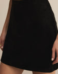 Black Ciera Suede Mini Skirt