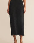 Black Via Lace Midi Skirt